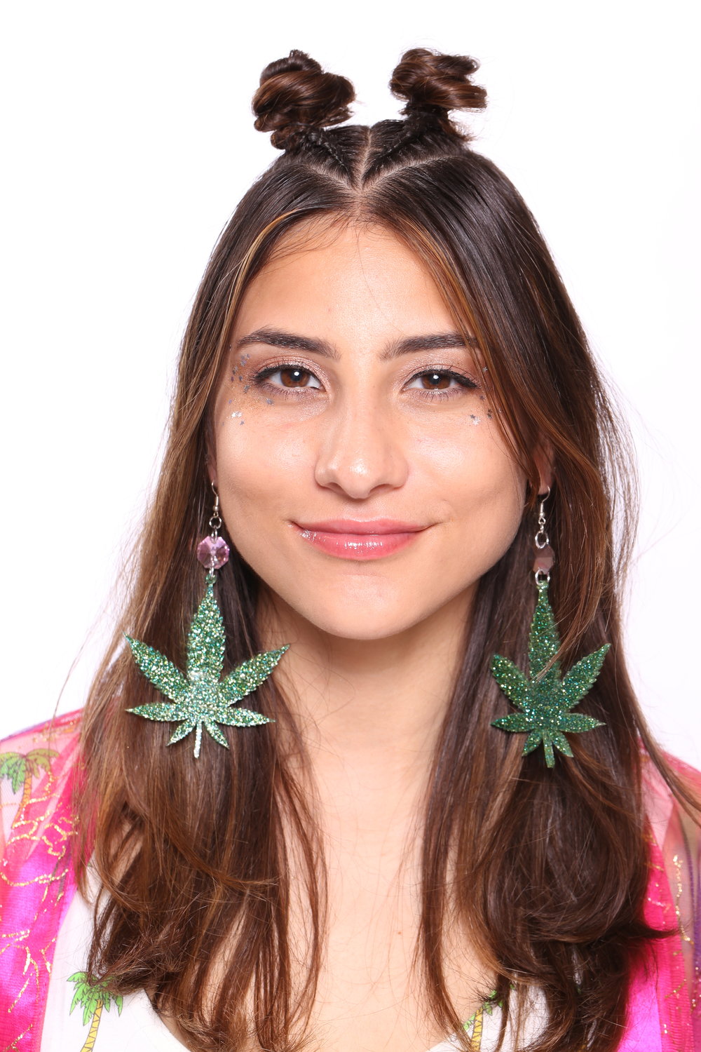Green Pot Leaf Earrings