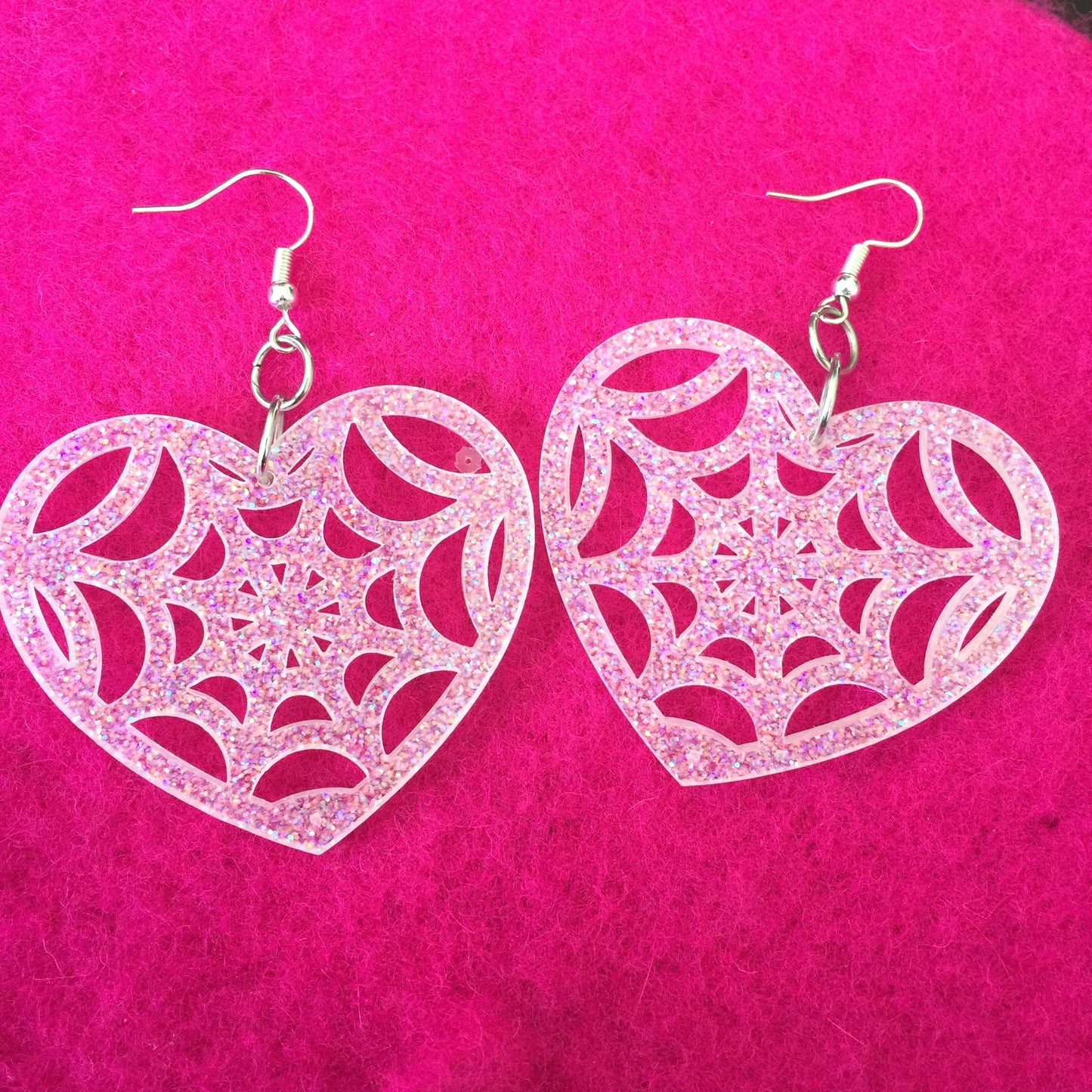 Spiderweb Heart Earrings