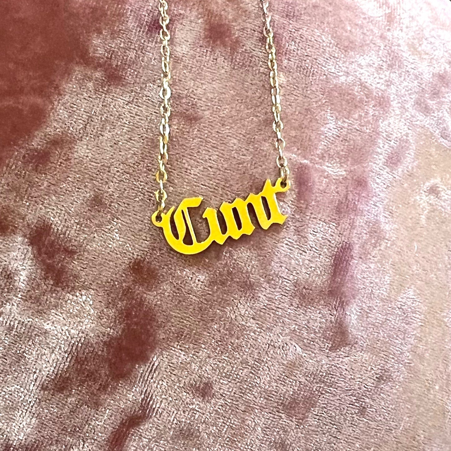 Cunt Gold Plated Nameplate Necklace