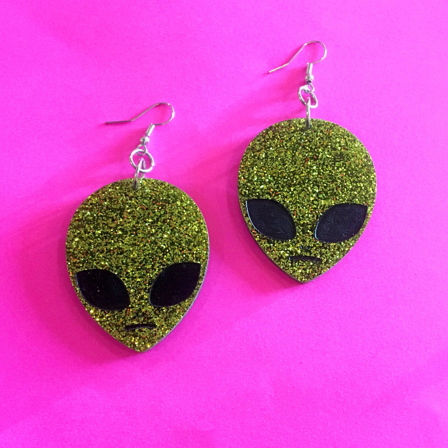 Glitter Alien Earrings