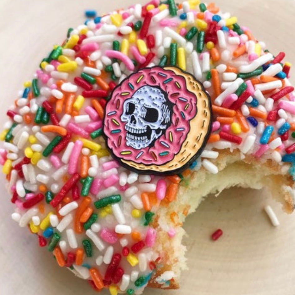 Donut Skull Pin
