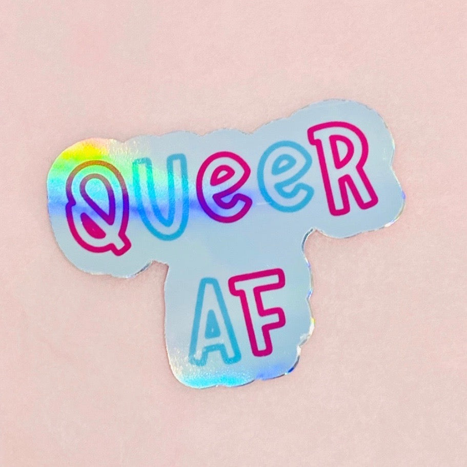Queer AF Holographic Vinyl Sticker